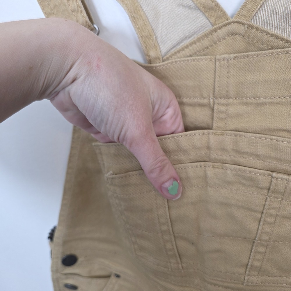 Hybrid & Co. Tan Denim Utility Carpenter Grunge Side Stripes Overalls Size L - Picture 2 of 9